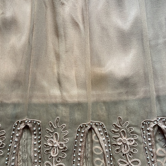 SUE WONG dusty rose colored dress beaded 1920s style Size S/M has a small stain - Picture 3 of 15